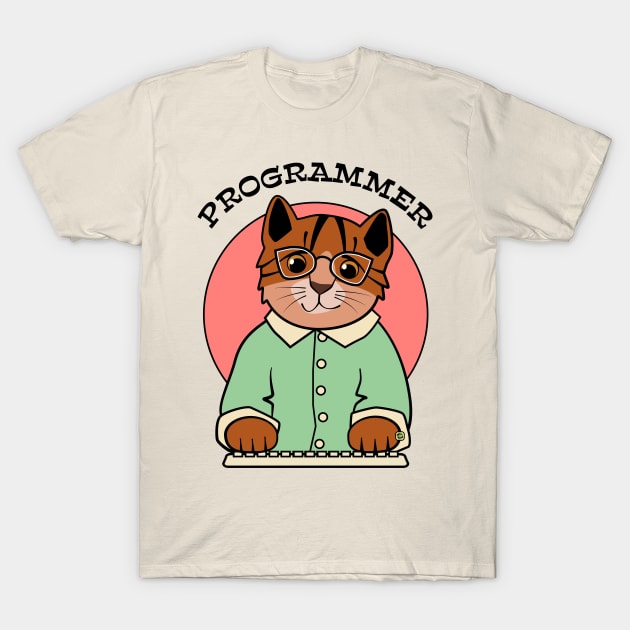 Cute Computer Programmer Girl Cat T-Shirt by Sue Cervenka